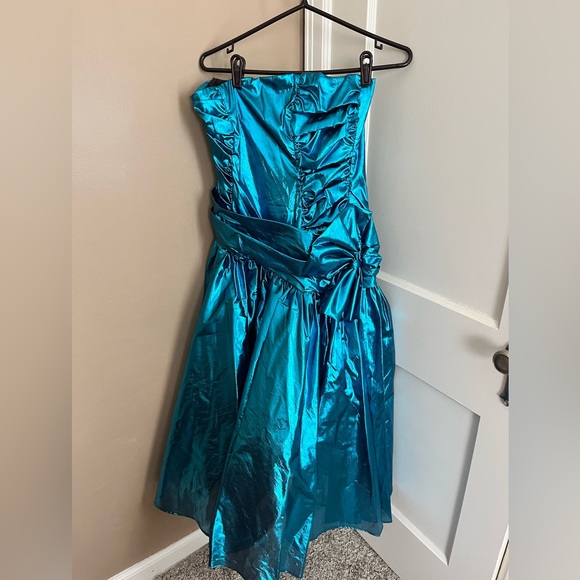Zum Zum Dresses Vintage Teal Metallic Blue Prom Dress 8s 90s Zum